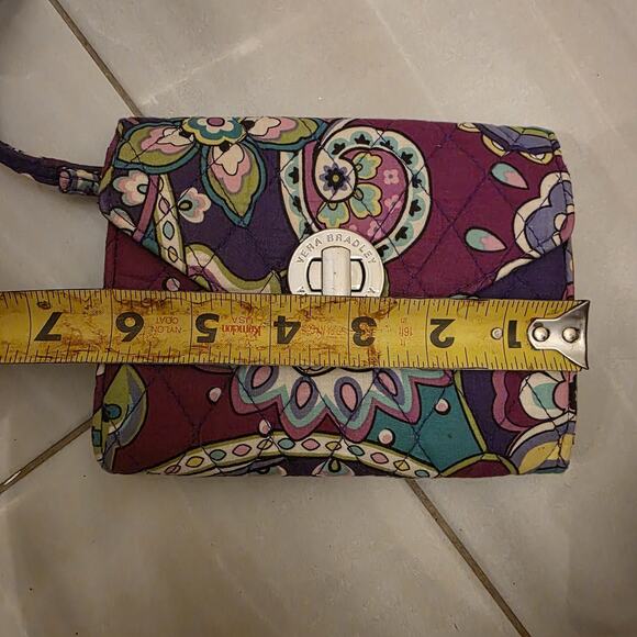 VERA BRADLEY Heather Paisley Turn Lock Wallet Wristlet Purple Teal - Picture 15 of 16